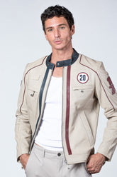 Steve McQueen Liam Ecru Leather Jacket for Men